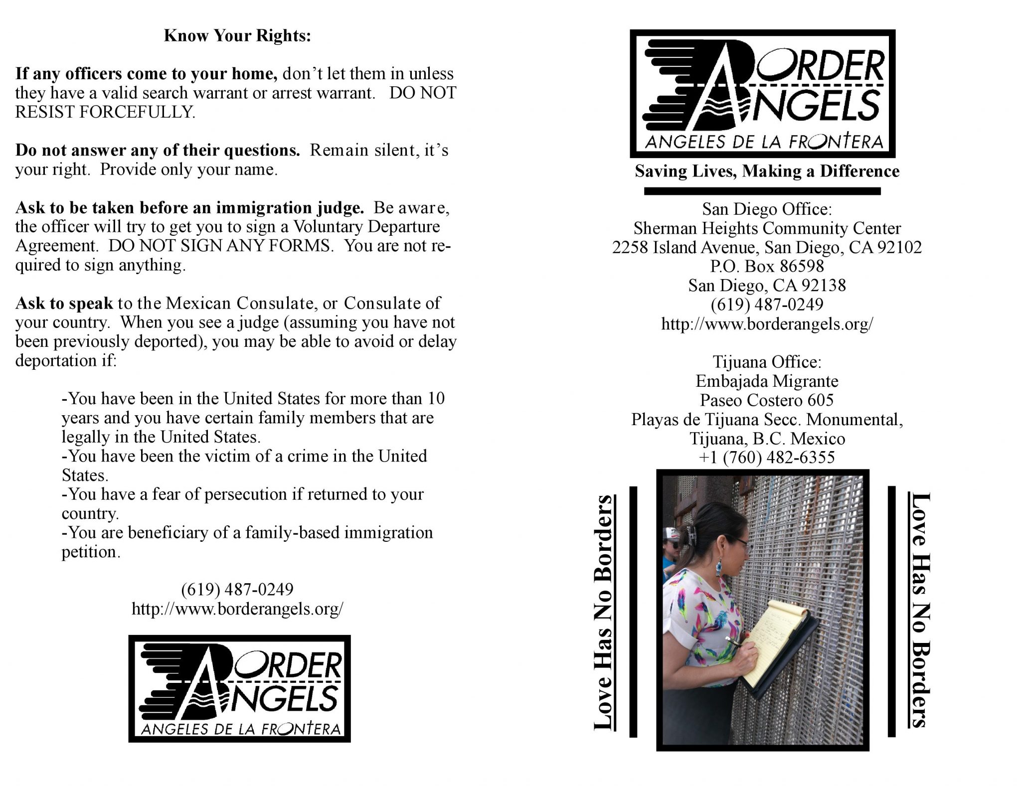 Know your rights, Border Angels